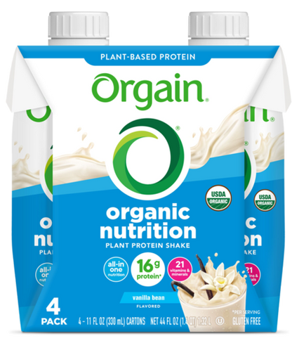 Vegan Organic Nutrition Shake Sweet Vanilla Bean 4 Pack